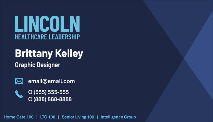 Lincoln Healthcare Leadership Business Card Front